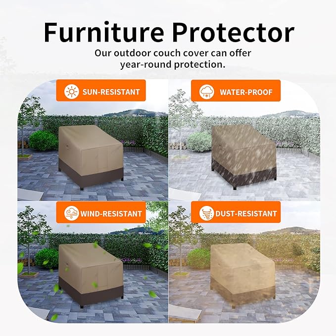 Easy-Going Outdoor Chair Cover Waterproof, Heavy Duty Patio Chair Cover, Windproof Outdoor Furniture Cover with Air Vent (2 Pack-32Wx37Dx31H inch, Camel/Dark Brown)