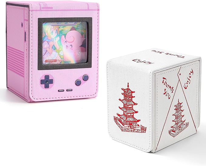Venssu Pink Retro Gaming Console Appearance Deck Box and Chinese Takeout Deck Box Bundle