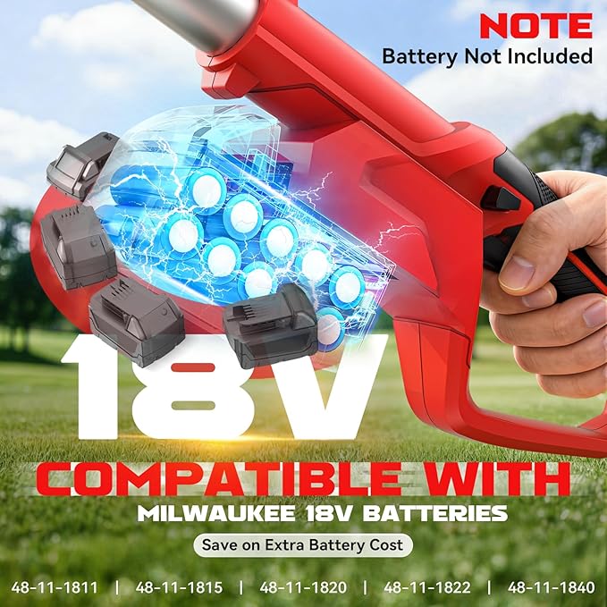 Ecarke Electric Pole Saw Compatible with Milwaukee 18V, 8 Inch Tree Trimmer Cutter, 16FT Max Total Reach, Cordless Chainsaw, 26ft/s Cutting Speed Pruner for Tree Trimming, Branch Pruning (Tool Only)