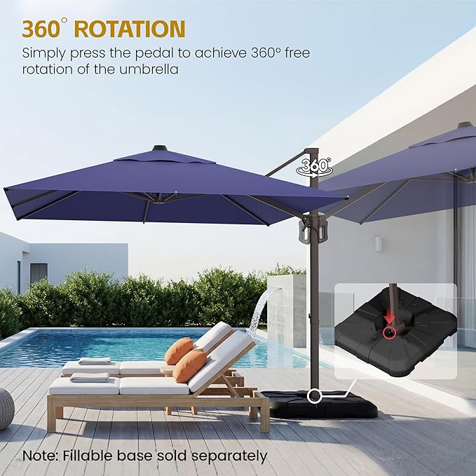 HASLE OUTFITTERS 9x12 FT Patio Cantilever Umbrella, Outdoor Offset Large Rectangular Heavy Duty Umbrellas with 360° Rotation for Pool Garden Deck，Navy