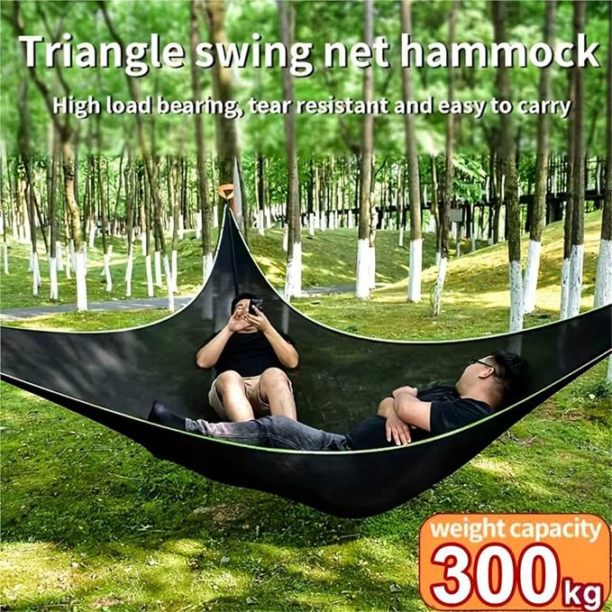 13Ft Extra Large Triangle Hammock, Camping Hammock with 3 Tie Down Straps and Storage Bag, 3 Point Hammocks Portable Max 600 Lbs for 2-3 Adult Kid