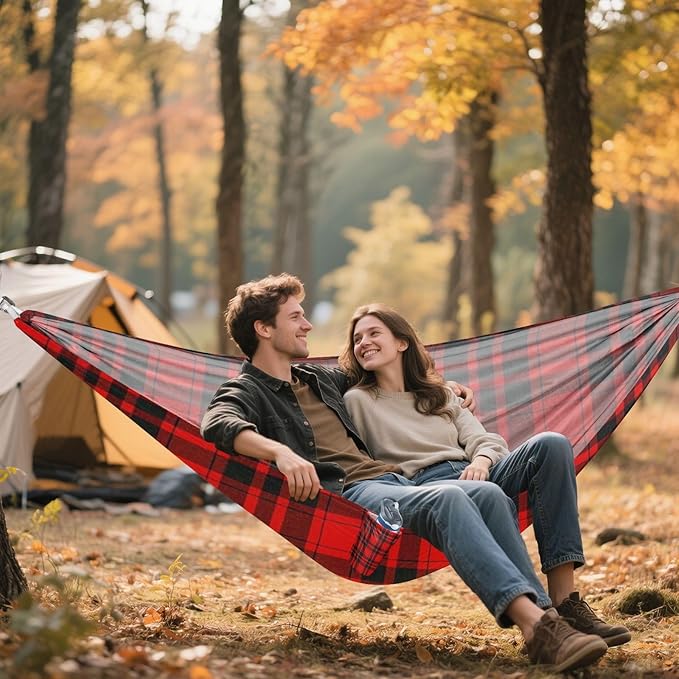 Vintage Buffalo Plaid Checked Red 330lb Capacity Hammocks with Hanging Ropree Hammock for Indoor Outdoor Patio hamaca con soporte para adultos