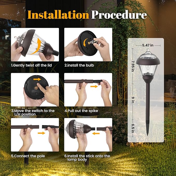 SOLPEX Solar Pathway Lights Outdoor Waterproof Solar Powered Pathway Lights - Glass & Metal Bronze Design with 2 Lighting Modes for Garden, Yard, Walkway, Driveway, Patio (2 Pack, Warm White)