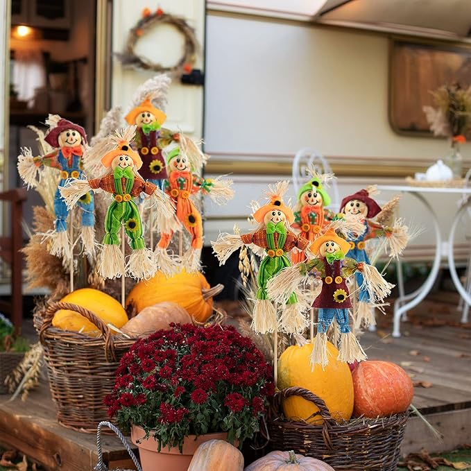 6 PCS Halloween Scarecrow Decorations, Scarecrows Fall Decor | Outdoor, Fall Harvest, Standing Scarecrow, for Garden, Home, School, Yard, Porch, Thanksgiving Decor ﻿