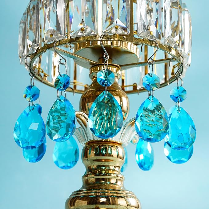 10 Pcs Lake Blue Crystal Bauhinia Suncatcher Prisms Chandelier Window Decor | Lake Blue Crystal Bauhinia Prisms Suncatcher Pendants 3 Inch Chandelier Hanging Sun Catcher for Window Garden Wedding Decor