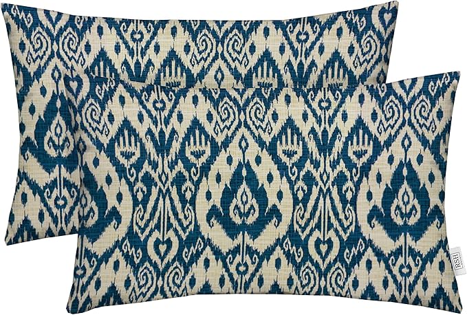 RSH Décor - Jumbo Lumbar Throw Pillows – Set of 2 | 26" x 16" | Outdoor Use – Patio, Lounge, Adirondack, Deck | Water & Fade-Resistant | Includes Down-Alternative Inserts | Ashmore Marine