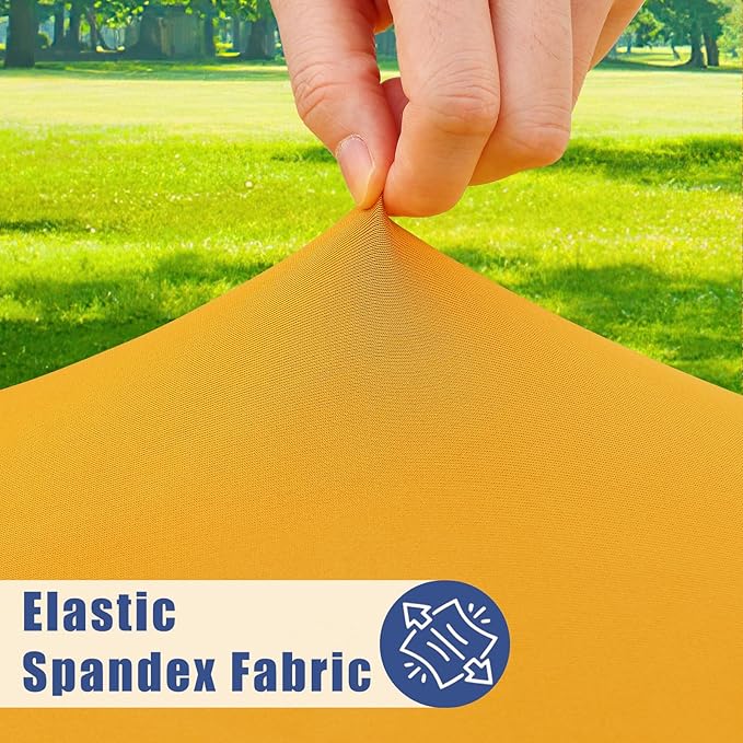 Moosfor Spandex 8 Foot Rectangle Table Cloth 2 Pack, Elastic Fitted Tablecloths for Picnic, Stretch Washable Patio Table Cover for Outdoor, Camping, Banquet and Parties (Mustard Yellow, 30"x96")