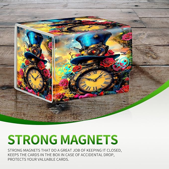 Card Deck Box for MTG, Cards Storage Box Fits 120+ Sleeved, Leather Small Size Strong Magnetic Closing Card Case for Board Games Magic TCG CCG Baseball Collection, Sunflower Yellow Cow