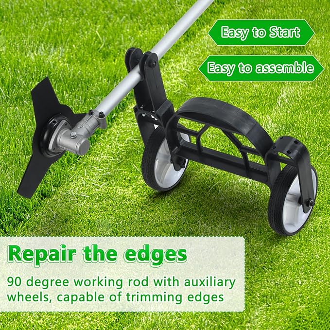 2025 New 8-in-1 Gas Powered Trimmer Kit - 52CC 2-Cycle Commercial Weed Eater, Brush Cutter, Edger & Hedge Trimmer Attachments, 1.2L Tank & Extension Pole for Professional Landscaping (Orange-8 in1)