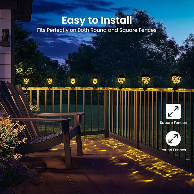 Solar Fence Lights Outdoor Waterproof, Led Solar Lights Outdoor for Chain Link Fence, Trampoline, Step, Stairs, Yard and Pathway, Warm White 6 Pack