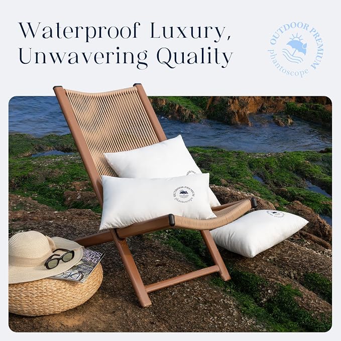 Phantoscope 18x18 Outdoor Pillow Inserts, Waterproof Outdoor Pillows 2-Pack | Water Resistant Outdoor Throw Pillow Inserts, Hypoallergenic Decorative Pillow Stuffers for Patio, Porch, Garden, Logo Design