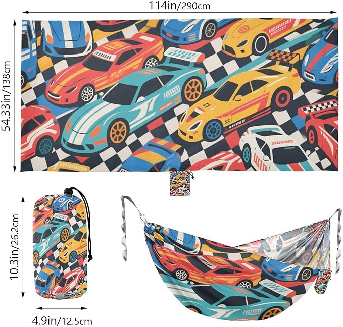 Color Cartoon Cute Racing Car 330lb Capacity Outdoor Hammock Rope Hammock for Outside Patio Garden hamacas para Patio