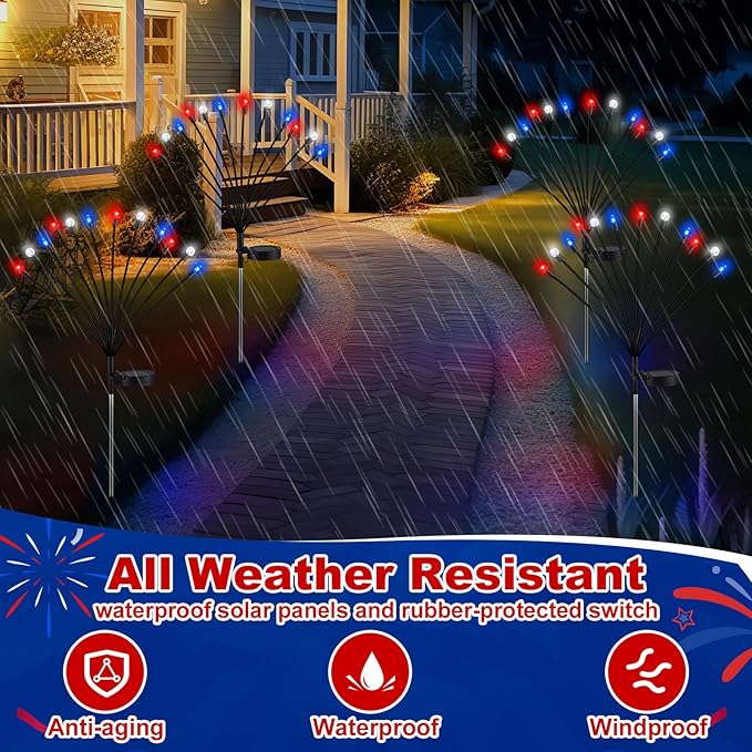 Rossesay 4 Pcs Solar Firefly Lights for Garden Swaying Lights Decoration Outdoor Garden Fairy Light for Yard Pathway Patio Lawn Waterproof Firefly Stake for Outside Holiday Decor(Pineapple Ball)