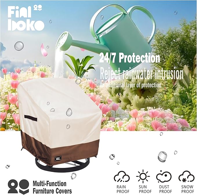 Outdoor Chair Covers, (30W x34D x38H inches)100% Waterproof Heavy Duty Patio Furniture Covers ,Outdoor Furniture Covers Waterproof for Patio Chair Covers,Beige&brown
