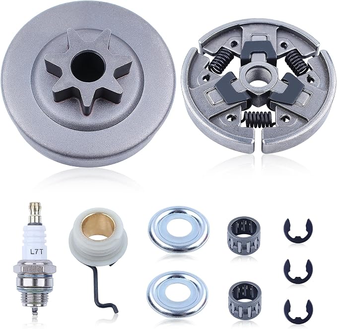 3/8" 7T Sprocket Clutch Drum Needle Bearing Kit Fit for Stihl MS290 MS390 029 039 MS310 Chainsaw MS290 Clutch Drum with Clutch Sprocket Washer,E-Clip,Worm Gear,Spark Plug Replace 1125 640 2004