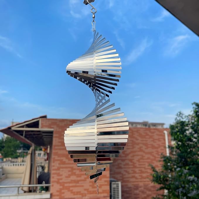 Hanging Wind Spinners Stainless Steel Metal Outdoor Garden Decor, Highly Reflective Bird Deterrent to Scare Birds Away from Yard Patio Farm 12inch,Birthday Gifts for Mom,Mother's Day,Aunt Gifts