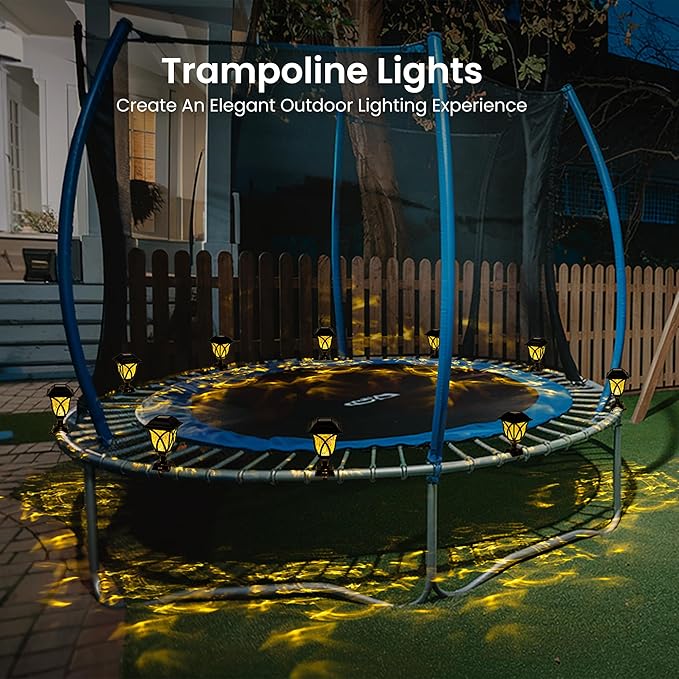 Solar Fence Lights Outdoor Waterproof, Led Solar Lights Outdoor for Chain Link Fence, Trampoline, Step, Stairs, Yard and Pathway, Warm White 6 Pack