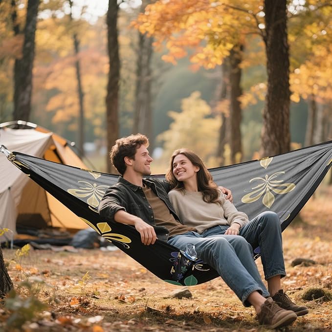 Hammocks for Outside Mardi Gras Fleur De Lis Camping Hammock Portable Hammocks with Tree Straps and Carry Bag Camping Accessories for Hiking Beach Outdoor