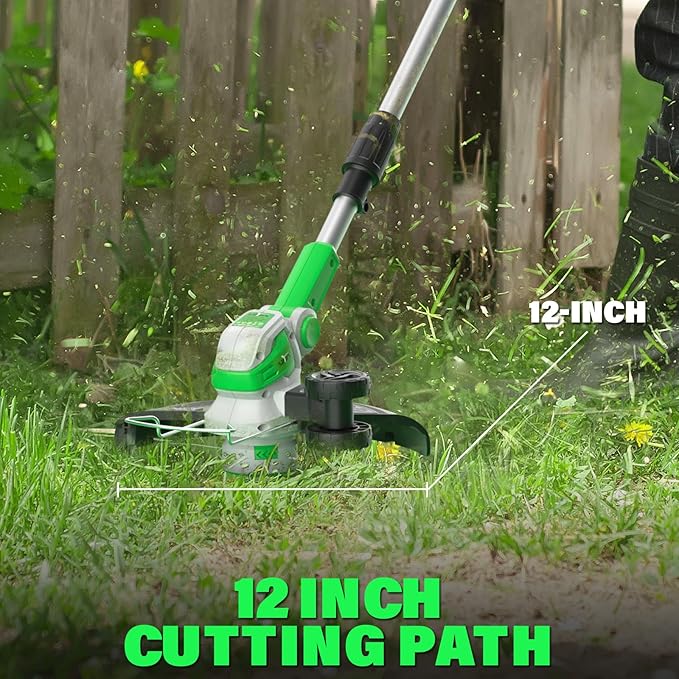 SOYUS 20V Cordless Electric Weed Wacker & 20V Leaf Blower Cordless with 2x2.0Ah Battery and Charger, 12 Inch String Trimmer with 8 Pack Replacement Spools