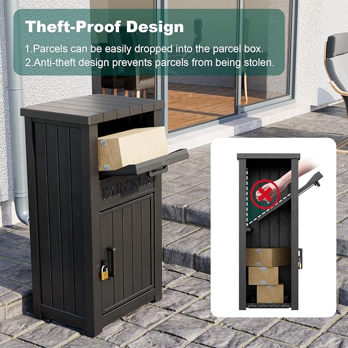 Delivery Box for Porch – Secure, Weather-Resistant Storage for Packages with Lockable Compartment (Black, Double Tier)