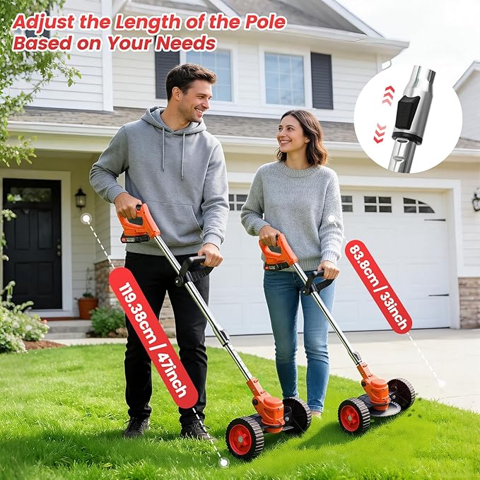 Cordless Weed Wacker, Stringless Electric Weed Eater & Lawn Edger with 2x2000mAh Battery. Lightweight Weed Cutter/Grass Cutter, 5 Different Blades & Wheels,Suitable for Garden Yard Trimming