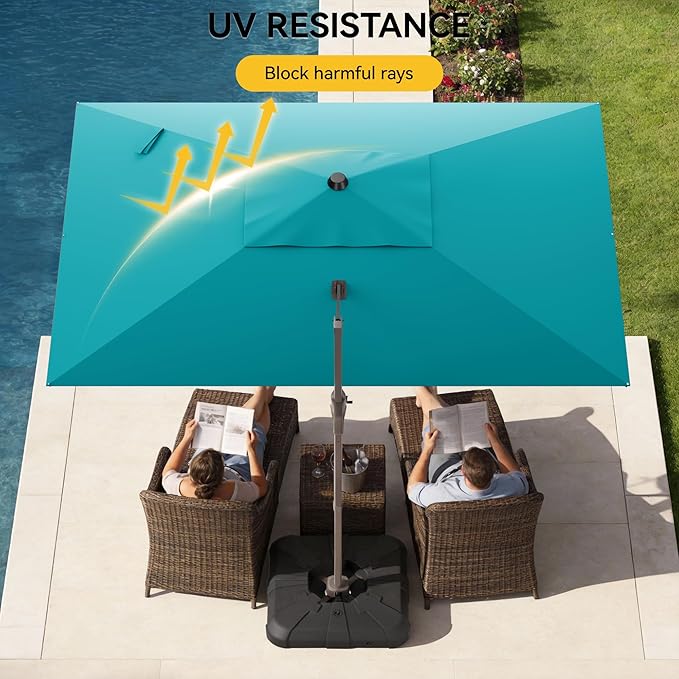 9x12 FT Cantilever Patio Umbrella, Large Rectangular Offset Outdoor Umbrella with 360° Rotation, Heavy Duty Shade Umbrella for Garden Backyard Deck Poolside Courtyard, Turquoise