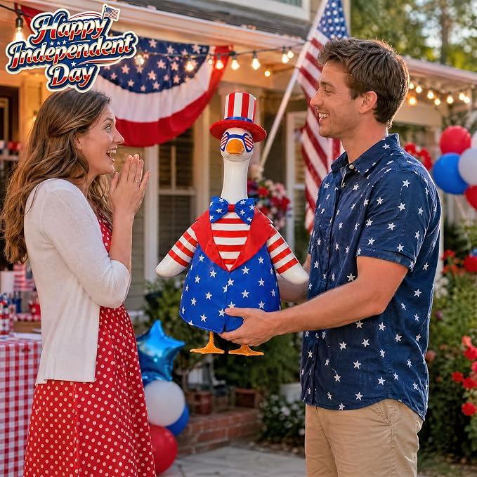 4th of July Goose Outfit with American Flag Patriotic Porch Goose Costume