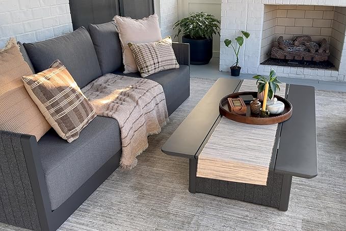 PURPLE LEAF Patio Furniture Set 8 Pieces Patio Conversation Sets Aluminum Furniture with Cushions and Aluminum Table Outdoor Couch Sectional Set Gray