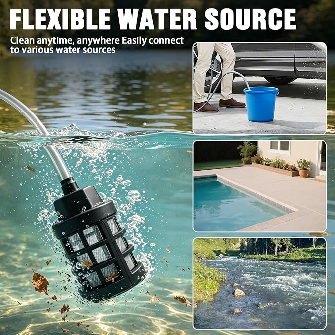 Cordless Pressure Washer Portable Pressure Washer Equipped with 2-in-1 Nozzle and Soda Bottle Adapter Cordless Power Washer for Cars Yards Gardens Camping RVs(Black)