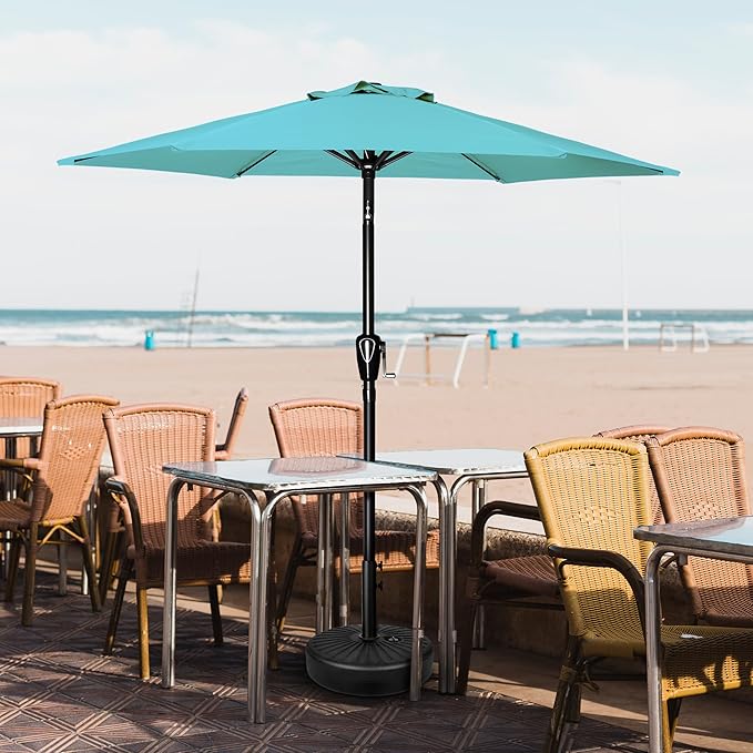 YSSOA 2 Pack 7.5' Patio Umbrella Outdoor Table Market Yard Umbrella with 6 Sturdy Ribs, Turquoise