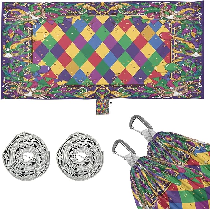 Hammocks for Outside Mardi Gras Background Camping Hammock Portable Hammocks with Tree Straps and Carry Bag Camping Accessories for Hiking Beach Outdoor