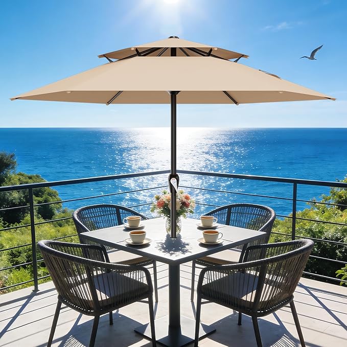 AreShark 12FT Patio Umbrella, Outdoor Umbrellas with 6 Sturdy Ribs