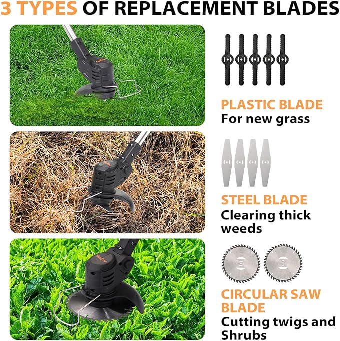 6" Weed Wacker Replacement Blades 18PCS, Brush Cutter Saw Blades & Metal Blades & Nylon Blades Set, Universal Weed Eater Trimmer Head Attachments for Lawn Mowers