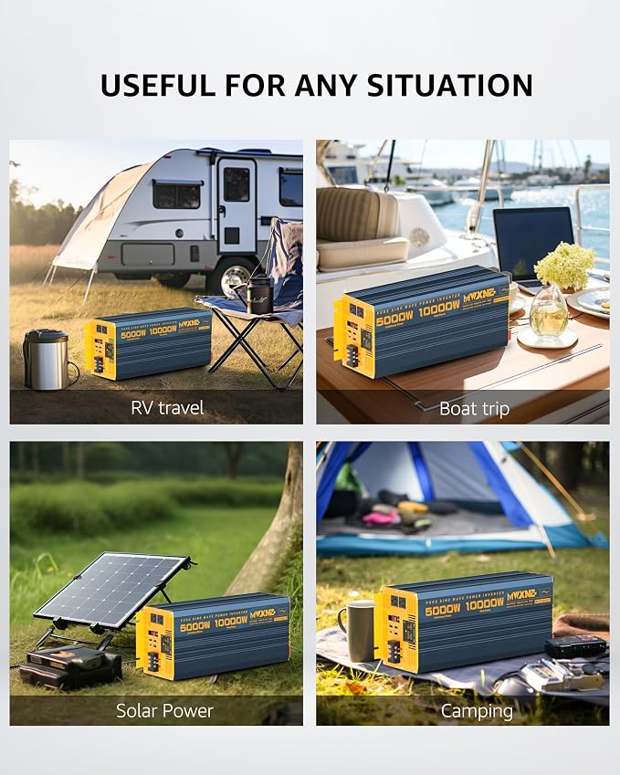 5000 Watt Power Inverter Pure Sine Wave 24V DC to 110V 120V 10000W Peak Heavy Duty Inverter with Remote Control and LED Display, 4 USB/Type-C Ports & 2 AC Outlets Car Charger for Vehicles RV