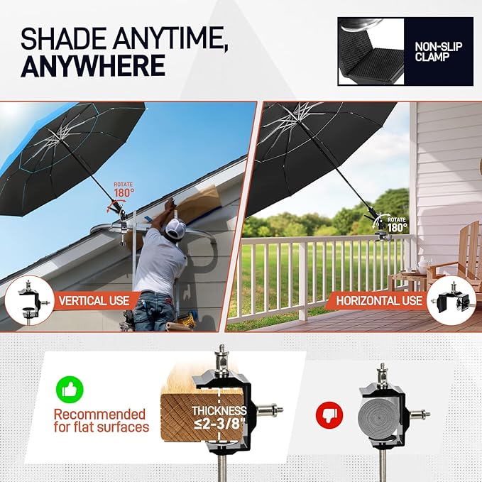 New 60" Folding Magnetic Umbrella,Designed for Outdoor Work,600lb Strong Suction Hvac Umbrella With Magnetic Base & Clamp,2-in-1 Sun & Rain Protection,180° Adjustable,Portable for HVAC(Blue)