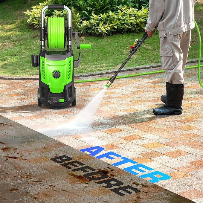 Pressure Washer 4800PSI, 4.0GPM Portable Power Washer with Foam Cannon,4 Nozzles,33FT Hose and Soap Bottle,Car Wash Machine/Car/Driveway/Patio Clean,Green