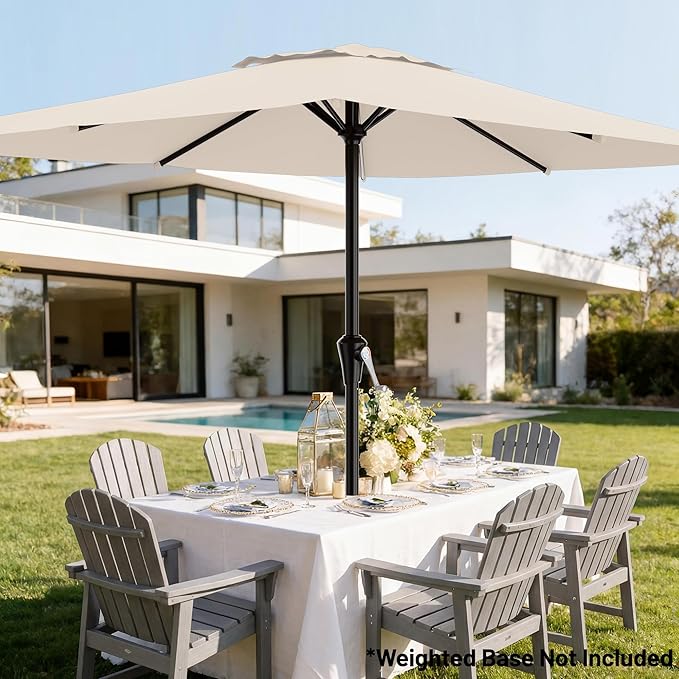 AreShark 8' x 10' Rectangle Patio Umbrellas for Outdoor, Outdoor Table Umbrella, Large Outdoor Patio Umbrellas with 8 Sturdy Ribs for Pool, Garden, Market (Cream-White)