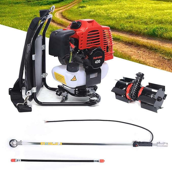 Gasoline Brush Cutter 2-Stroke8500RPM Gas Weed Wacker Brushs Cutter and Gas String Trimmer 2-Cycle Extreme Duty with Fuel Tank Multi Garden Tools Brush Cutters Weed Wacker for Yard Lawn (43CC+1250W)