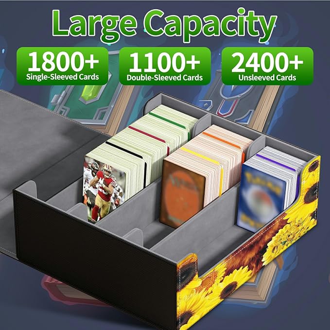 Large Card Deck Box for MTG, Fits 1200+ Sleeved Cards, PU Leather Storage Case with Strong Magnetic Closure, Multiple Colors Available for TCG CCG Baseball Card Collections, Rose Clock