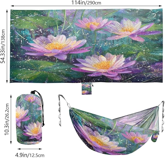 Flowers Floral Teal Camping Portable Swing with Tree Straps Rope Hammocks for Outside Indoor Patio Backyard