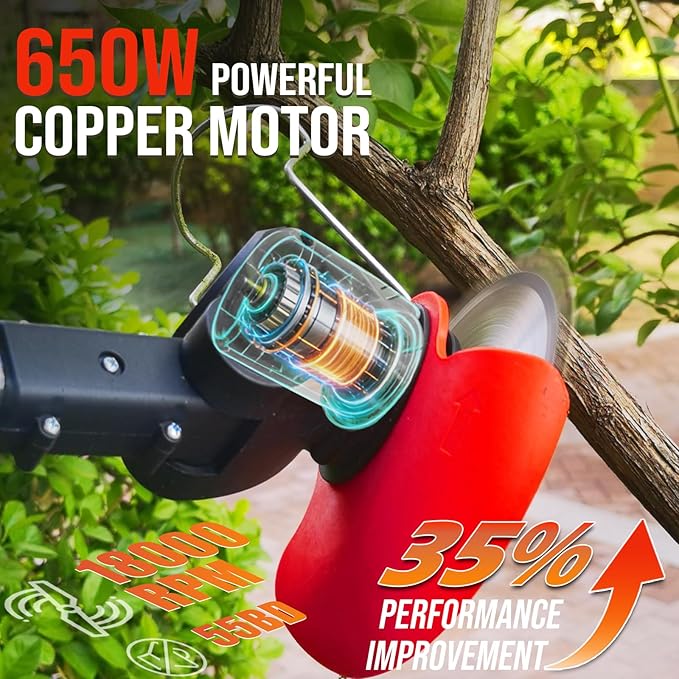 Cordless Weed Wacker, 21V Battery Powered Weed Eater with 2X 2.0Ah Batteries and Charger, Metal Blade Electric Weed Wacke, 3-in-1 Stringless Grass Trimmer Lawn Edger Brush Cutter for Garden Yard