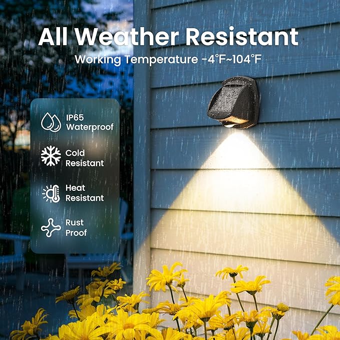 SOLPEX Solar Lights Outdoor Waterproof IP65, Solar Stair Lights Outdoor for Fence, Deck, Step, Dual Color LED 3 Lighting Modes House Wall Light for Porch, Backyard, Fence, Garden Decor-6 Pack