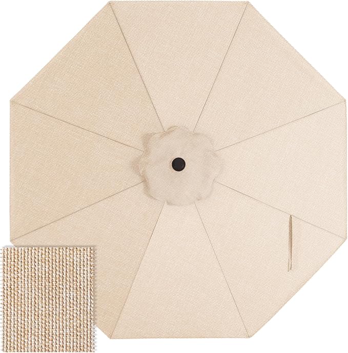 ABCCANOPY OLEFIN® 5-Year Non Fading 9FT Patio Umbrella Replacement Canopy Only (Light Beige)
