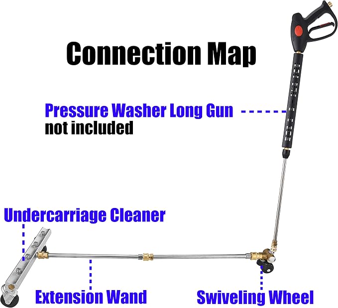 M MINGLE Pressure Washer Undercarriage Cleaner, Under Car Washer, with Swivel Wheel and 2 Extension Wand, 4000 PSI