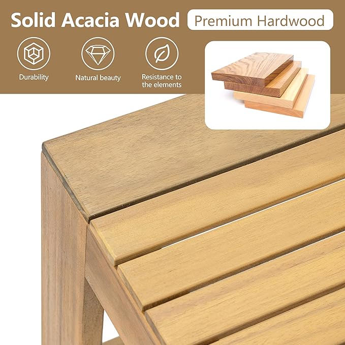 Christopher Knight Home Kayahs 5 Pieces Acacia Wood Furniture Set, Patio Conversation Sofa Chat Set with Coffee Table and Ottoman, Outdoor Sectional Sofa Set for Backyard Balcony, Teak Finish+Beige