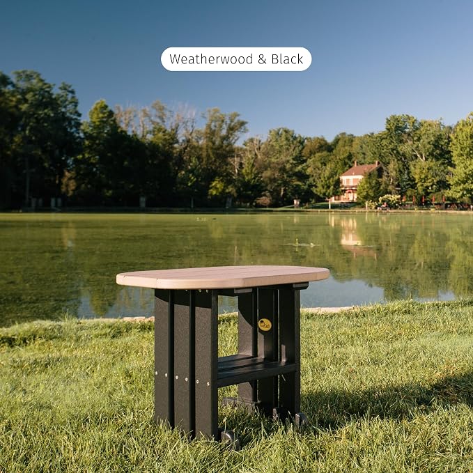 LuxCraft Poly Small Table Stand, Outdoor Side Tables for Patio, Weatherproof Patio End Table for Outside, Eco Friendly and UV Resistant HDPE - Amish Made in USA (Coastal Gray)