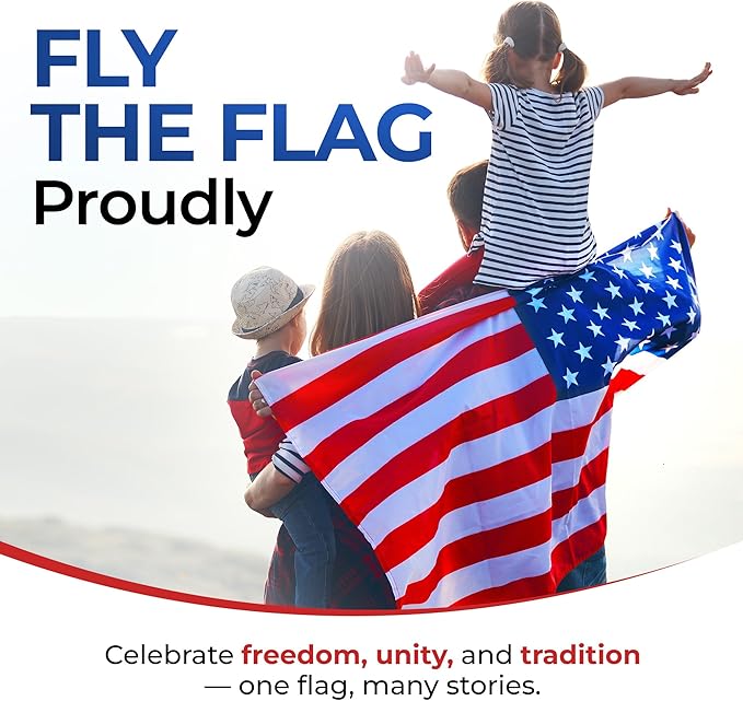 American Flag for Outside Heavy-Duty US Flag with Embroidered Stars Reinforced Material USA Flag Built for Outdoors Sewn Stripes UV Protection Brass Grommets (3x5 ft)