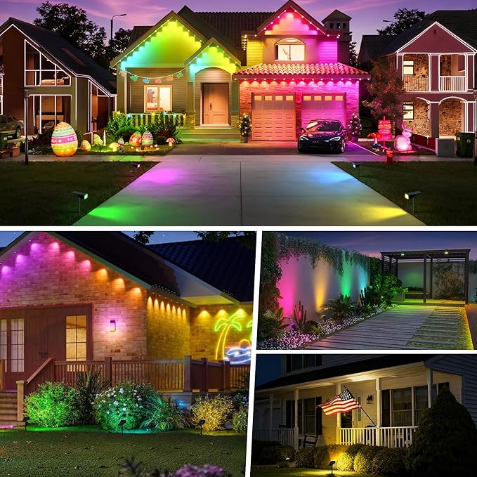 WENATY Solar Spot Lights Outdoor Color Changing, [7 Mode/2 Pack] Christmas Landscape Spotlights, Solar Lights Outdoor Waterproof,Led Powered Flood Light for Halloween Pathway Yard Garden Tree Walkway