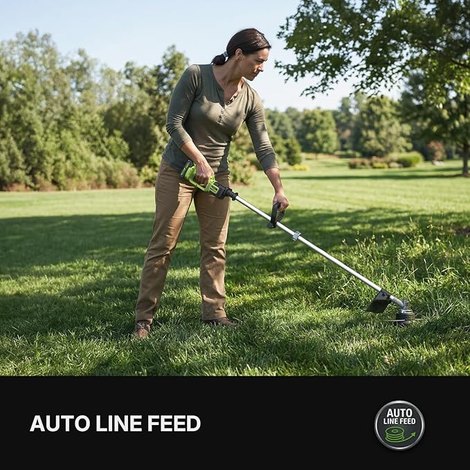 WORKIT 20V 14" Cordless String Trimmer - Brushless Motor Weed Wacker with 2×2.0Ah Batteries, 0.095" Dual Line Auto Feed, Lightweight Weed Eater for Lawn & Garden