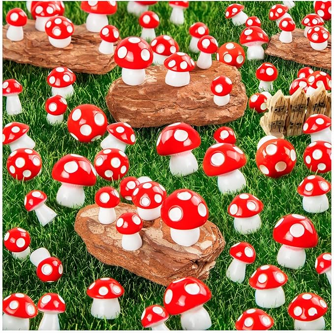 120 pcs Mini Resin Mushrooms for Garden | Tiny Mushrooms, Garden Decoration, Bonsai Micro Landscape, Statue Decoration